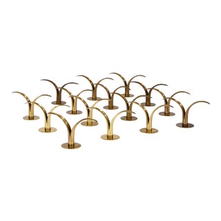 1960s Marked Brass Candleholders by Ivar Ålenius Björk (1905-1978) for Ystad, Sweden - Collection of 15 For Sale