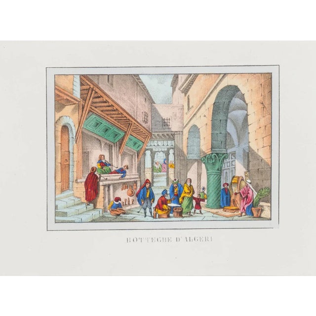 Bazaar in Algeria is an original Hand-colored lithograph on paper realized in 1846 by an Anonymous artist of the 19th...