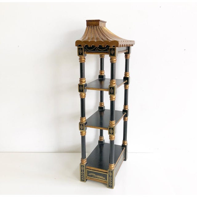Vintage Black and Gold Wooden Carved Pagoda Wall Shelf Chairish