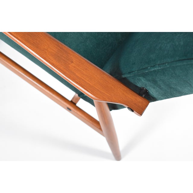 Vintage Armchair in Green Bottle Velvet & Teak, 1970s For Sale - Image 9 of 16