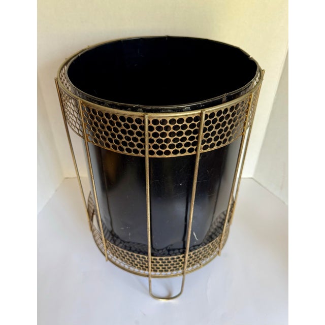 Mid 20th Century Mid-Century Modern Atomic Metal Wastebasket For Sale - Image 5 of 9
