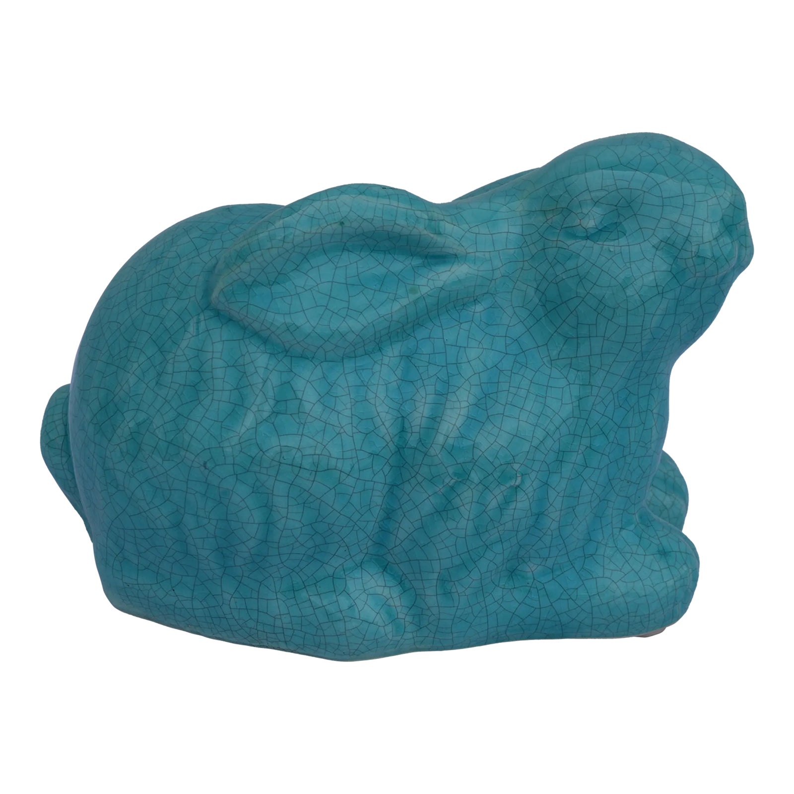 Late 20th Century Turquoise Life Size Crackle-Finish Ceramic Rabbit ...