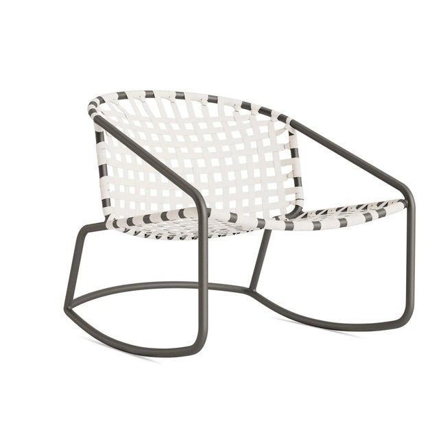 Brown Jordan Kantan Aluminum Suncloth Motion Lounge Chair, Mica frame with White fabric For Sale - Image 12 of 12