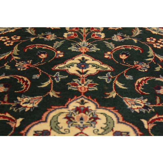 Medallion 1990's Kashan Pak-Persian Green/Ivory Wool Rug - 2'6'' X 4'1'' For Sale - Image 4 of 9