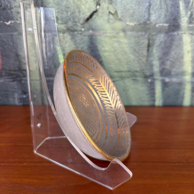 Stone Gray Waylande Gregory Art Deco Stone Gray and Gold Glazed Dish For Sale - Image 8 of 12