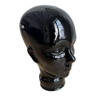 Vintage German Modernist Black Glass Mannequin Head, C. 1960s–1970s For Sale