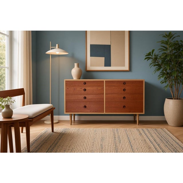 Vintage Double Chest of 8 Drawers in Teak and Oak by Børge Mogensen for Karl Andersson & Söner, 1960s For Sale - Image 14 of 18