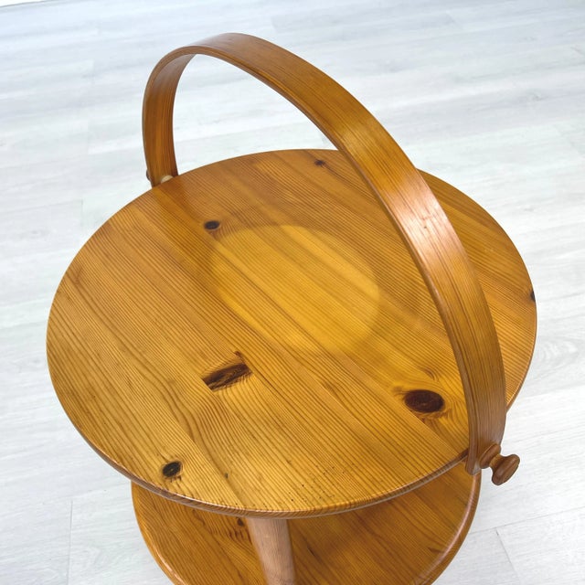 1960s Danish Pine Rollable Serving Trolley For Sale - Image 5 of 9
