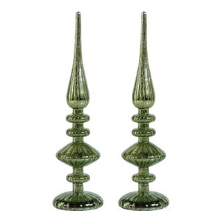 Azenor Green LED Tabletop Finials, Set of 2 For Sale