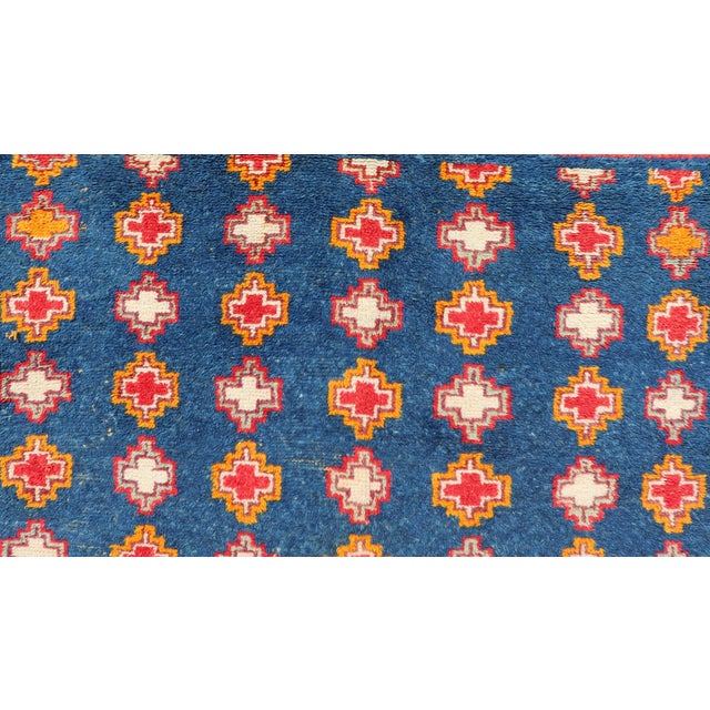 Vintage Moroccan Rug With Navy Blue Field and Gold Geometric Medallions 4 X 6'1 For Sale - Image 4 of 10