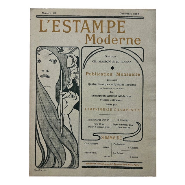 Alphonse Mucha, Cover for l'Estampe Moderne, December 1898, Lithograph For Sale
