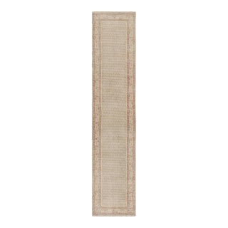 1960s Vintage Turkish Runner Rug in Beige With Geometric Patterns For Sale