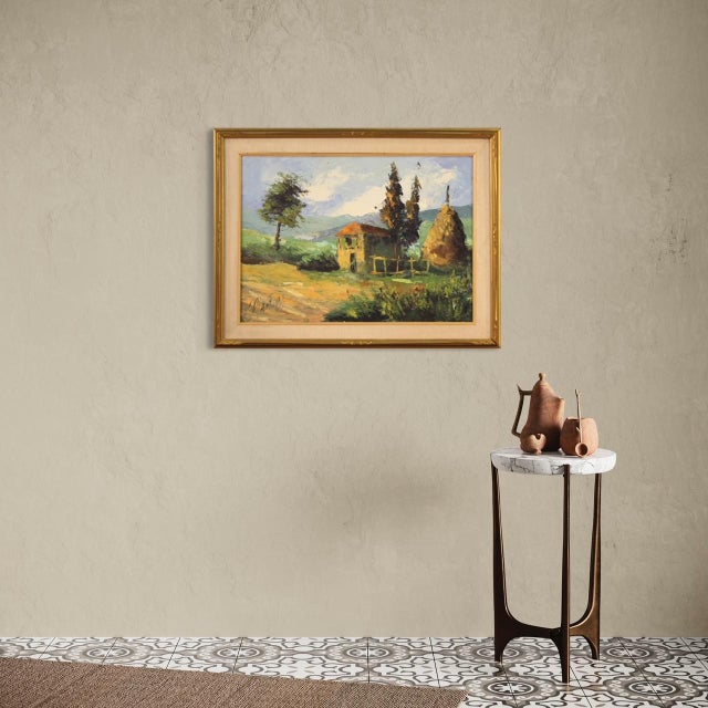 Italian Artist, Countryside Landscape, 1970, Oil on Canvas For Sale - Image 4 of 14