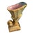 Vintage Gold & Turquoise Crackle Glaze Sculptural Ceramic Vase With Pink Interior For Sale