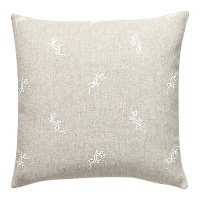 The House of Scalamandré Gecko Outdoor Pillow, Limestone For Sale