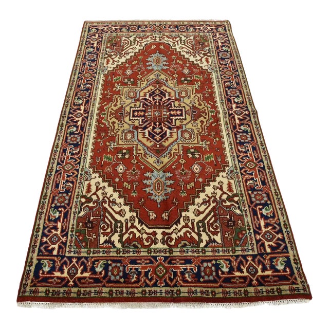 Serapi Rug 4’11” X 8’3” Red Wool Tribal Hand-Knotted Oriental Carpet For Sale