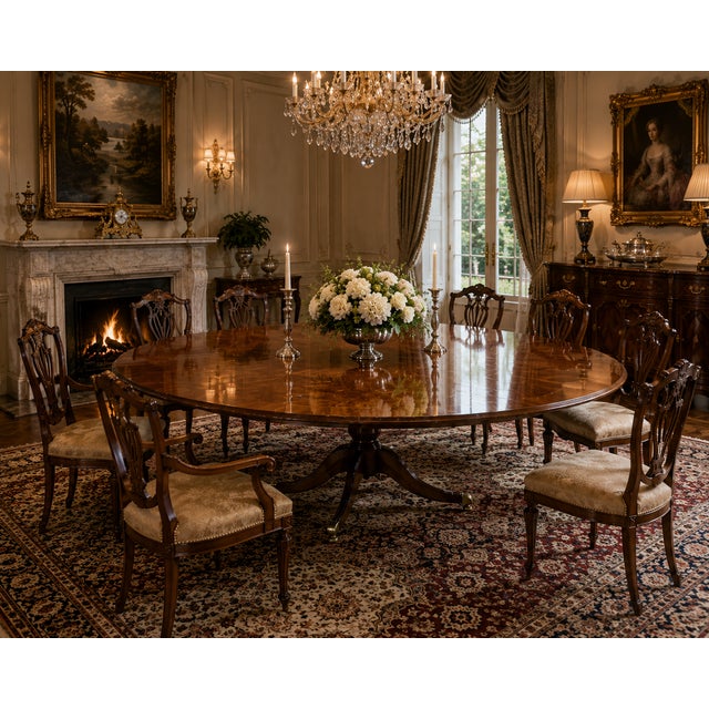 A stately round dining table by Smith & Watson of New York, known for their finely crafted English and American...