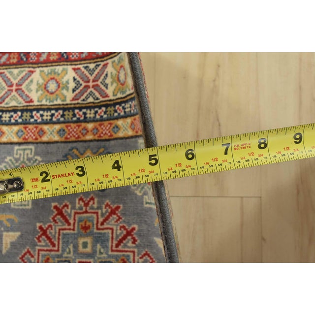 Kazak Runner 2’7” X 9’10” Gray Wool Tribal Hand-Knotted Oriental Rug For Sale - Image 10 of 12