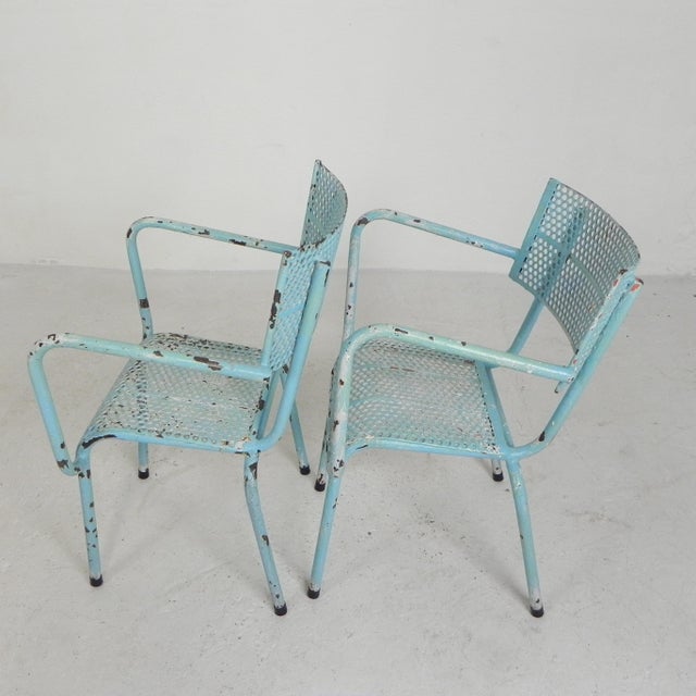 Metal Industrial Steel Garden Chairs with Armrests, 1950s, Set of 2 For Sale - Image 7 of 18