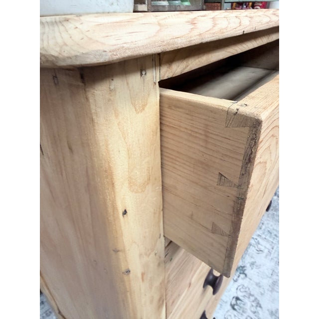 Beige Antique Scrubbed Pine Chest of Drawers For Sale - Image 8 of 9