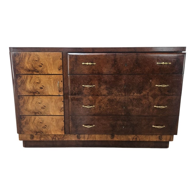 Art Deco Sideboard in Walnut and Blond Walnut, 1940 For Sale
