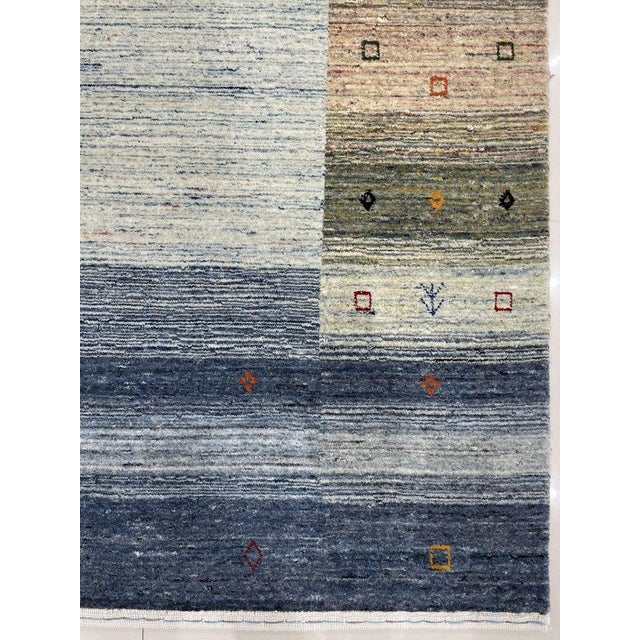 8x10 Gray Hand-Knotted Wool Framed Horizon Lines Modernist Carpet Rug For Sale - Image 4 of 7