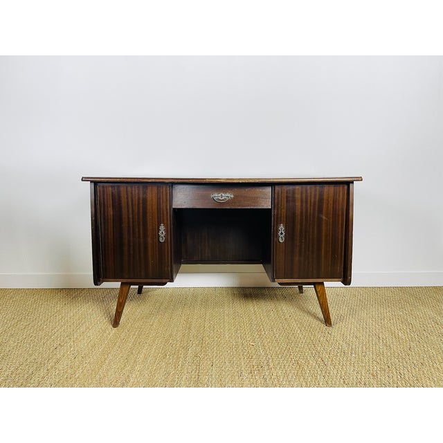 Vintage Double-Sided Mahogany Desk from Bühne Mignon Möbel, 1960s For Sale - Image 11 of 11