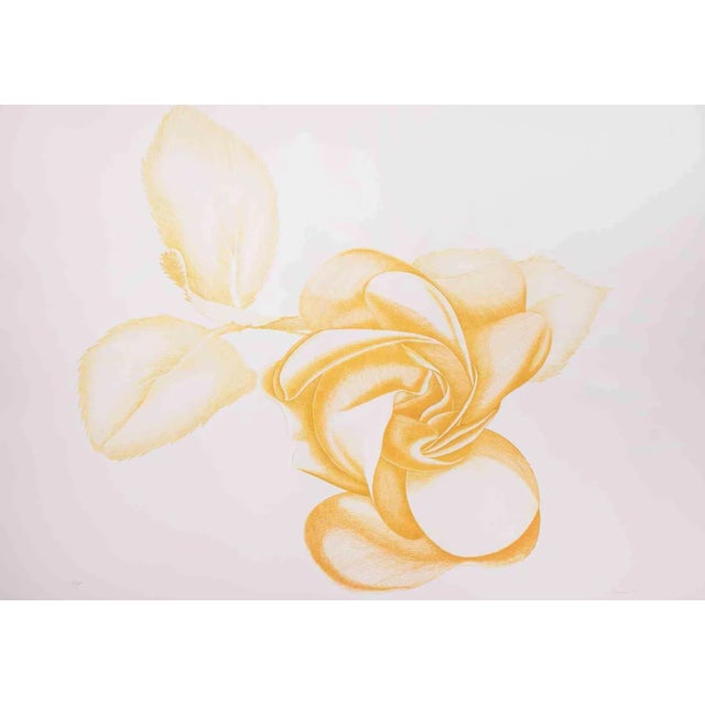 Yellow Rose is an original modern artwork realized by the Italian artist Giacomo Porzano (1925-2006) in 1972 Mixed colored...