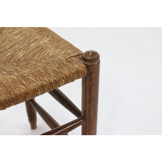 French Oak and Rush Stool, 1950s For Sale - Image 6 of 8
