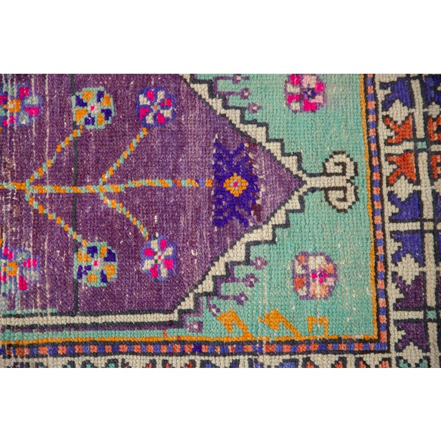 Vintage Distressed Oushak Rug Runner - 2'8" x 4'11" For Sale In New York - Image 6 of 9