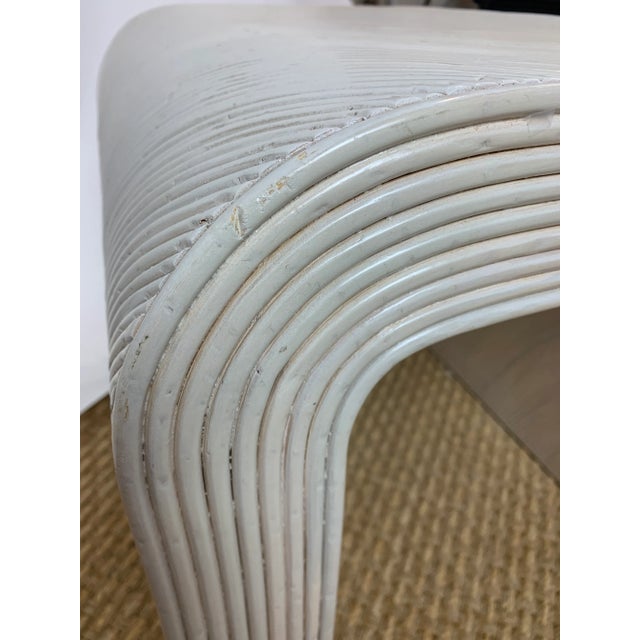 Late 20th Century Vintage Boho Chic Split-Reed Painted Side Table For Sale - Image 5 of 13