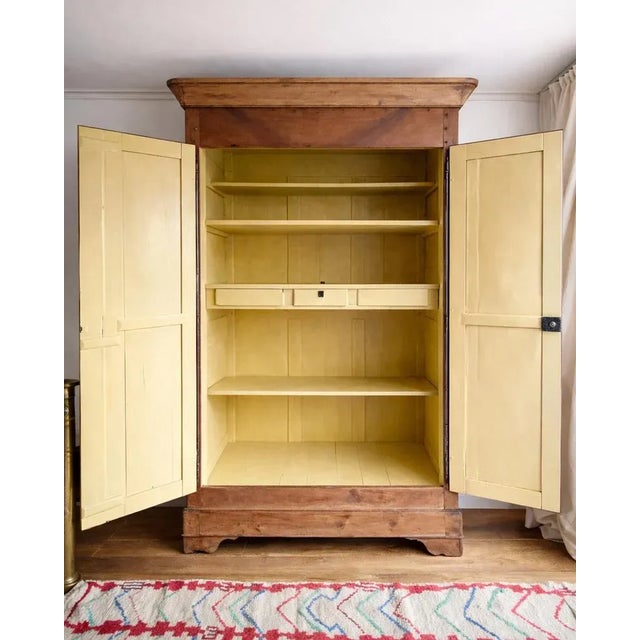 Large French Louis Philippe Armoire or Wardrobe in Cherrywood, 19th Century For Sale - Image 3 of 11