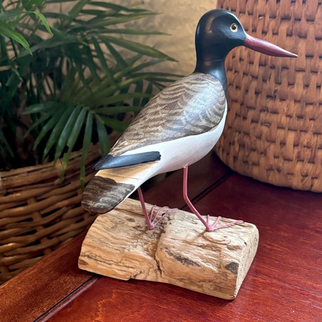 Black 1980's American Oystercatcher Shore Bird Wood Carving Statue Figurine For Sale - Image 8 of 12