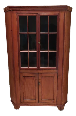 1790s Federal Cherry Wood Corner Cupboard Cabinet