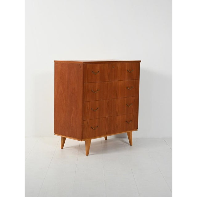 Scandinavian Chest of Drawers with Double Brass Handles, 1950s For Sale - Image 10 of 10