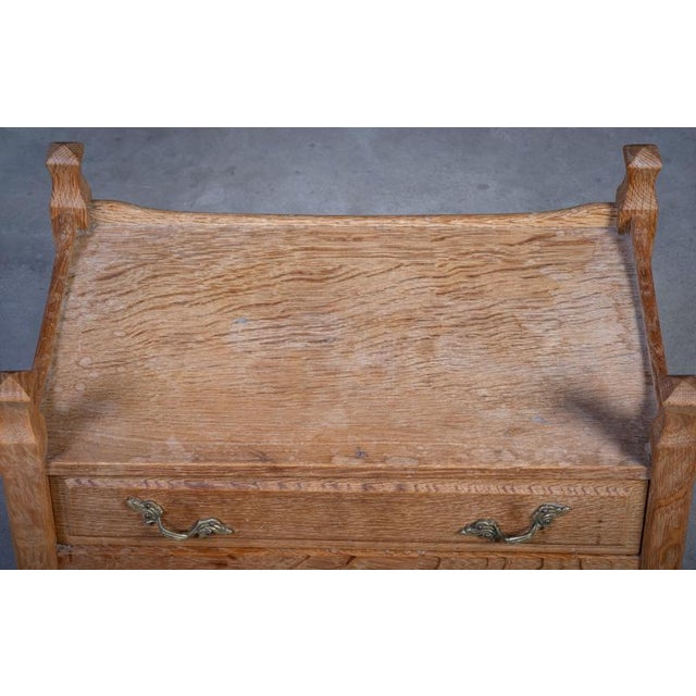 Brutalist Oak Nightstands attributed to Henning Kjærnulf, 1970s, Set of 2 For Sale - Image 16 of 18