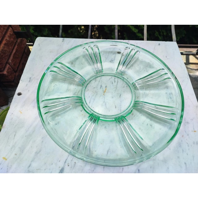 Glass Art Deco Green Glass Plate from Niemen Glassworks, 1920s For Sale - Image 7 of 8