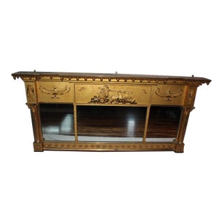 19th-Century Neoclassical Giltwood Triptych Overmantel Mirror For Sale