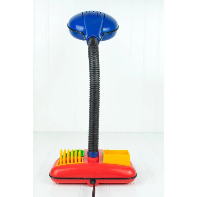 1980s Vintage 1980's Rabbit Tanaka Gooseneck Memphis Desk Lamp & Organizer, Red & Blue For Sale - Image 5 of 12