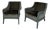 Mid-Century Modern French Lounge Chairs in Green Velvet and Lacquered Wood, 1950, Set of 2 For Sale