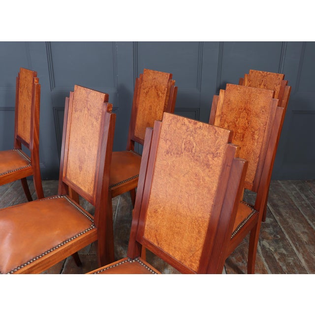 Art Deco French Dining Chairs in Amboyna, 1930, Set of 6 For Sale - Image 13 of 16