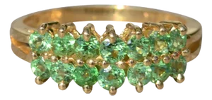 The Kiara: Ladies 14K Gold Cocktail Ring set with 1 CTW Green Garnet