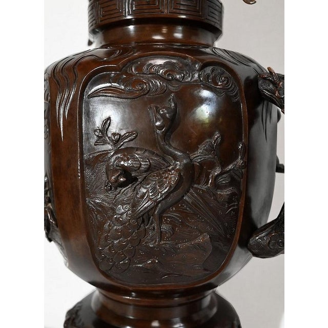 Antique Japanese Bronze Vases, Set of 2 For Sale - Image 15 of 18