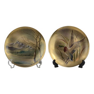 Hand-Painted Porcelain Plates from Carlos Alberto Spina, 1980, Set of 2 For Sale