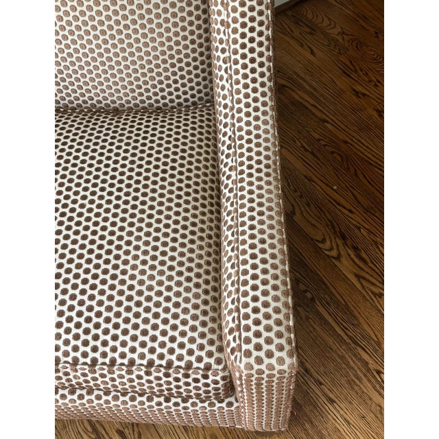 Custom Dotted Cut Velvet High Back Chair For Sale - Image 10 of 11