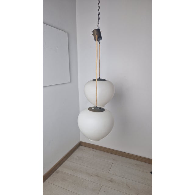 Mid-Century Modern Pendant Light in Brass with Opal Glasses from Stilnovo, 1960s For Sale - Image 3 of 10