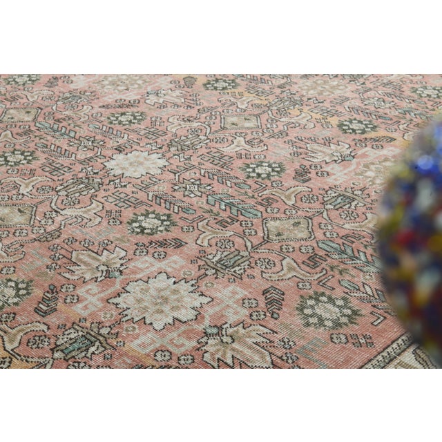1970s Vintage Persian Handmade Wool Orange Area Rug For Sale - Image 9 of 11