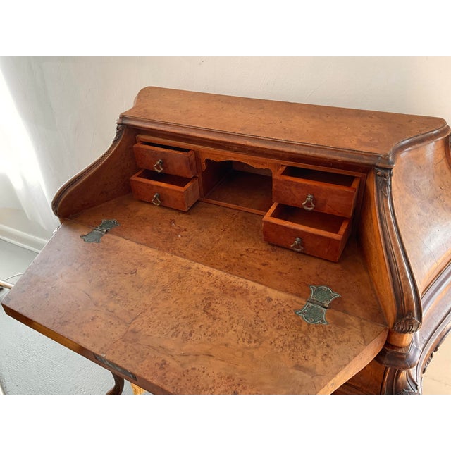 French Late 19th Century Fine French Louis XV Style Fall Front Secretary Desk With Queen Anne Legs For Sale - Image 3 of 8