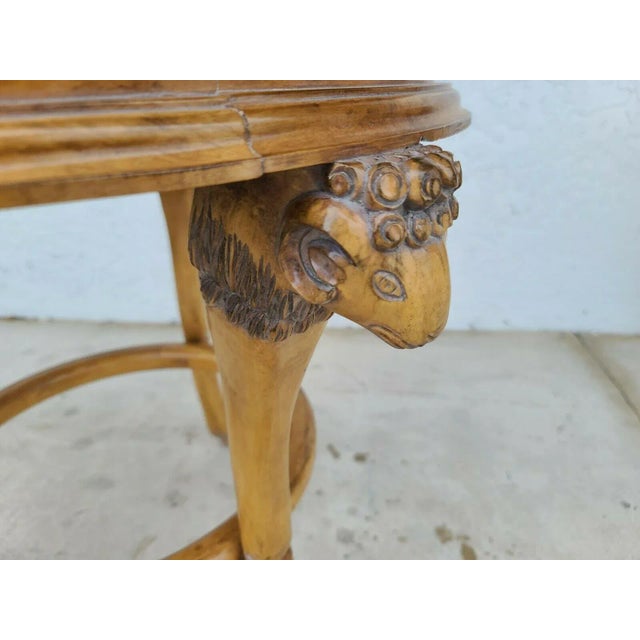 Gueridon Carved Rams Head Side Center Lamp Table For Sale In Miami - Image 6 of 9