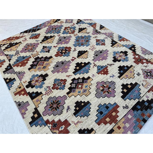 Textile Ivory & Orchid Boho Tribal Rug 8x10 For Sale - Image 7 of 11